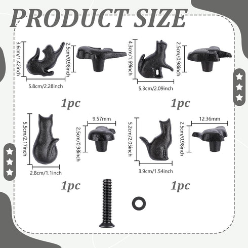 4Pcs Closet 1.4x2.3x1in AHANDMAKER Vintage Cat Drawer Pull Knobs Black Iron Cabinet Door Handles for Kitchen Cupboard