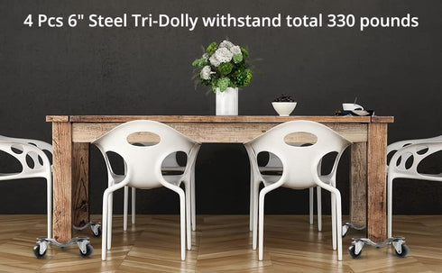 Xiyesang 6" 4 200 lbs 1 Steel Tri-Dolly pcs, Load Capacity, Great for Moving Furniture & Appliances, Durable and Easy