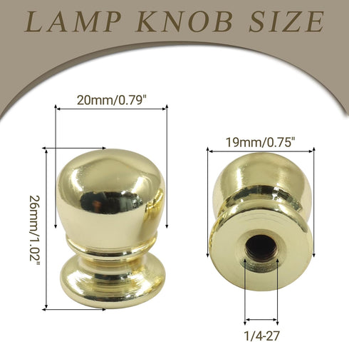 Biaungdo 2 1/4-27 Inch Pcs Ball Lamp Finial Cap Knob, Gold Lamp Shade Screw Cap Top Lamps Decoration for Lamps Shade