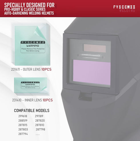 FYSCEMZZ 231410 231411 20 Pack & Inside & Outside Replacement Welding Cover Lens Plates Combo
