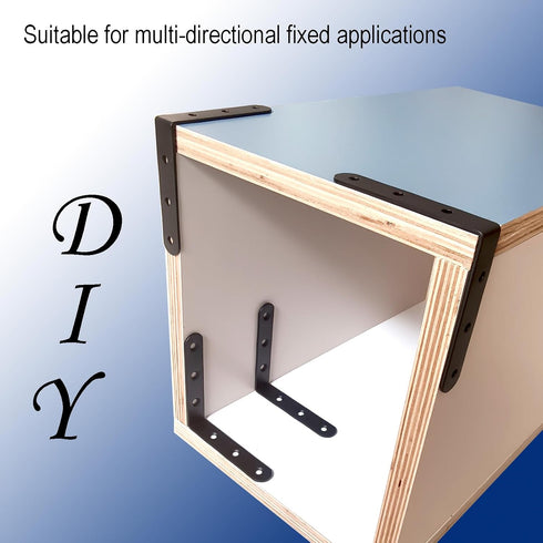 4 4" 4" 90 100x100mm Pcs Black L Bracket Corner Braces Stainless Steel x Shelf Bracket for Wood, Shelves, Furniture