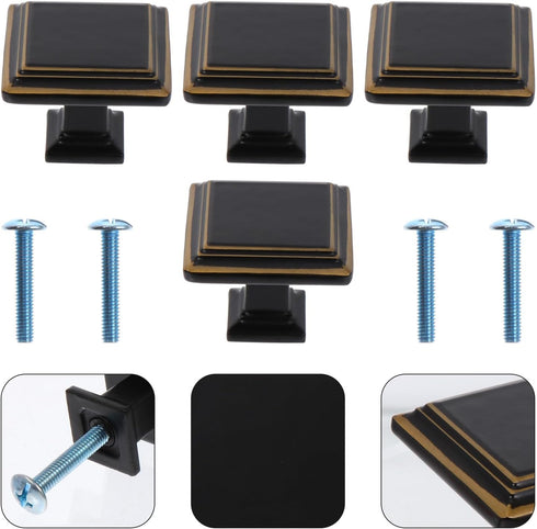 4pcs PRETYZOOM Zinc Alloy Single Hole Wardrobe Cabinet Handles Black Brass Drawer Knobs for Bedside Table Furniture