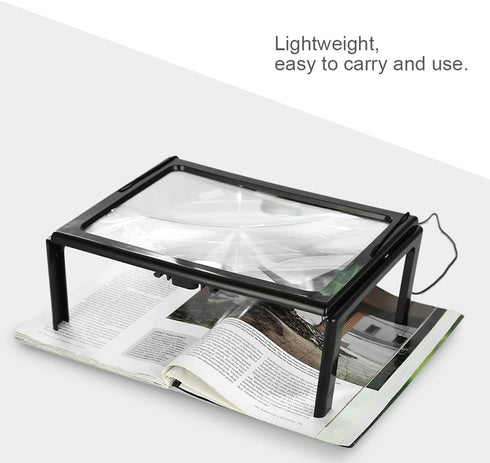 Sonew Foldable A4 Magnifying Glass, 3X Magnifier Reading Lamp with 4 LED Lights for Home and Office Use