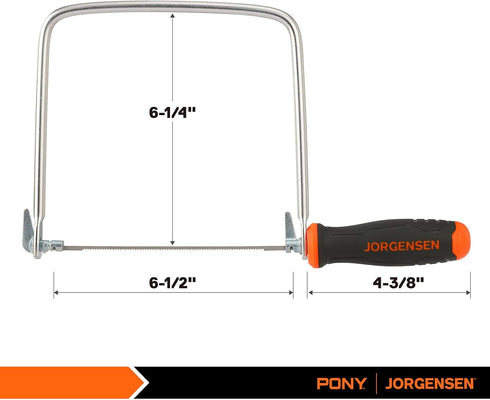 JORGENSEN Pro Coping Saw, Coping Frame and Extra 2pcs 6-1/2 Inch Replacement Blades Set for Woodworking, Plastic, Rubber, and Soft Metal Cutting by Jorgensen