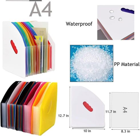 Lemical 2 Pcs Desktop Expanding File Holder with 13 Rainbow Pockets, High Capacity Accordion Document Storage