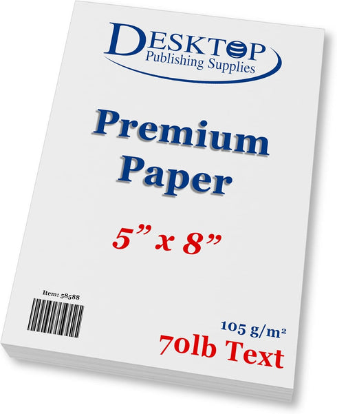 Bright White Blank 5x8 Paper, Premium Feel, 70lb Text, 250 Pack for Various Crafting Needs
