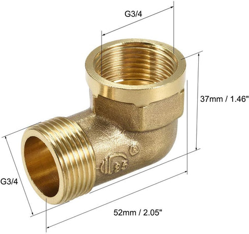 uxcell Brass Pipe Fitting, 90 Degree Street Elbow G3/4 Male X G3/4 Female