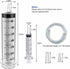 2 Pack 350ml Plastic Syringe Large Syringes Catheter Tip Sterile Individual Wrap with Tip Cap Adapter Soft Tube,Measurement for Scientific Labs,Measuring Liquids,Pet Feeding,Oil or Glue