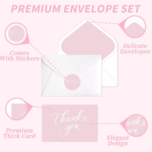 Afniimyapt 100 Pack 6x8 Inches Thank You Cards with Envelopes and Stickers Thank You Notes Minimalistic Elegant Blank