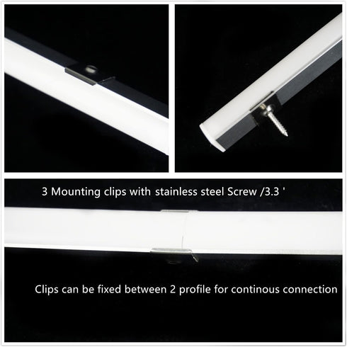 3.28FT Diffuser,6-Pack (3.28FT, 6) THMOOTHER UV Resistance V Shape LED Strip Black Channel Aluminum Profiles
