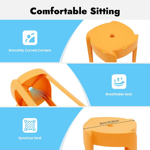 HinLIaDa 5 Pack 18" Plastic Stackable Stools, Plastic Round Stools, Colorful Nesting Stools, Portable Multipurpose