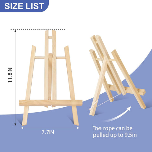 ESRICH 2 Pack 11.8" Wood Easels,Small Tabletop Display Stand,Easel Stand for Painting,Painting Party,Kids Student Tabletop Easels for Painting, Portable Canvas by ESRICH