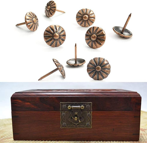 200 Pcs Upholstery Tacks Nails, Antique Brass Daisy Furniture Nails for Sofa, Crafts, 7/16" Head Diameter