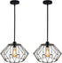 KOSTA Industrial Pendant Lights, Black Hanging Ceiling Lights with Metal Cage for Kitchen