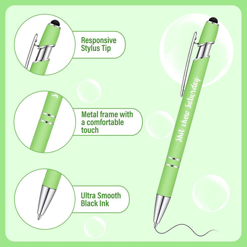 Outus 10 Pieces Funny Seven Days of the Week Pens with Sayings, 1.0 mm Black Ink Office Gifts - Black