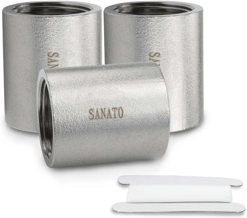 3 Pcs SS 304 Forging Nipple Cast Pipe, 3/8" NPT x 3/8" NPT Female Threaded, 50mm Pipe Fittings