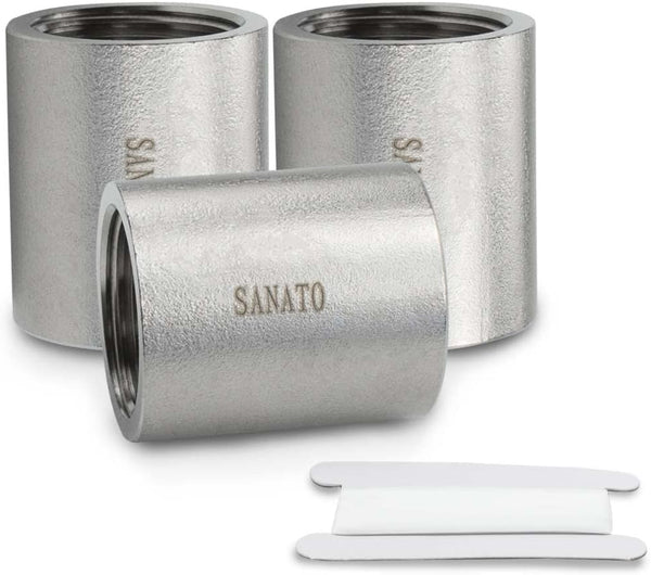 3 Pcs SS 304 Forging Nipple Cast Pipe, 3/8" NPT x 3/8" NPT Female Threaded, 50mm Pipe Fittings