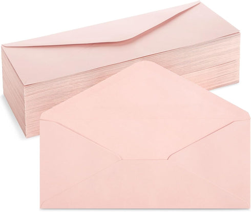 Juvale 96-Pack #10 Blush Pink Envelopes with Gummed Seal and V-Flap for Party Invitations, Mailing Business Letters