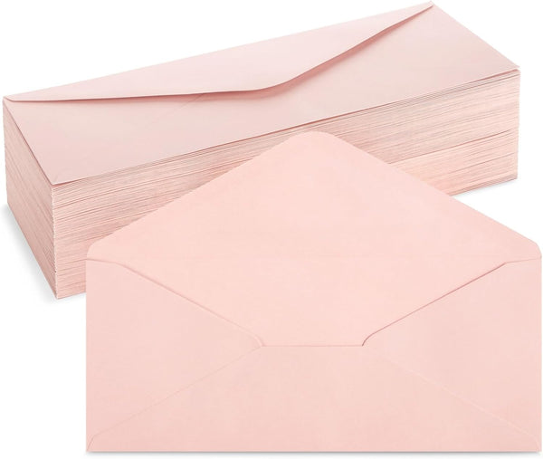 Juvale 96-Pack #10 Blush Pink Envelopes with Gummed Seal and V-Flap for Party Invitations, Mailing Business Letters