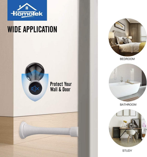 HOMOTEK 20 Pack Spring Door Stops, 3-1/8” Heavy Duty Door Stop with Low Mounted White Rubber Bumper Tips