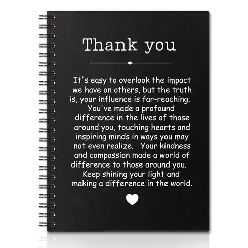 QYUVK Thank You Hardcover Spiral Notebooks, 160 Pages, Funny Gift for Men Women Coworkers, Appreciation Gifts