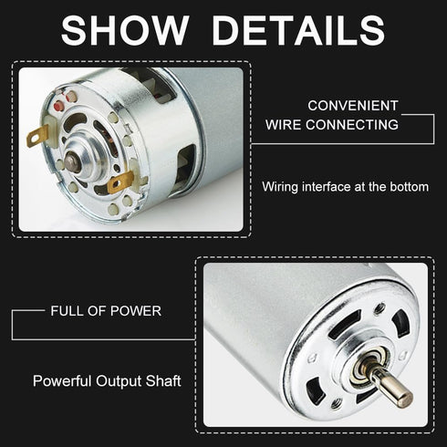 775 DC Motor 12-24V 12000RPM, Large Torque Micro Motor for Power Tools, DIY Toys, Vacuum Cleaners