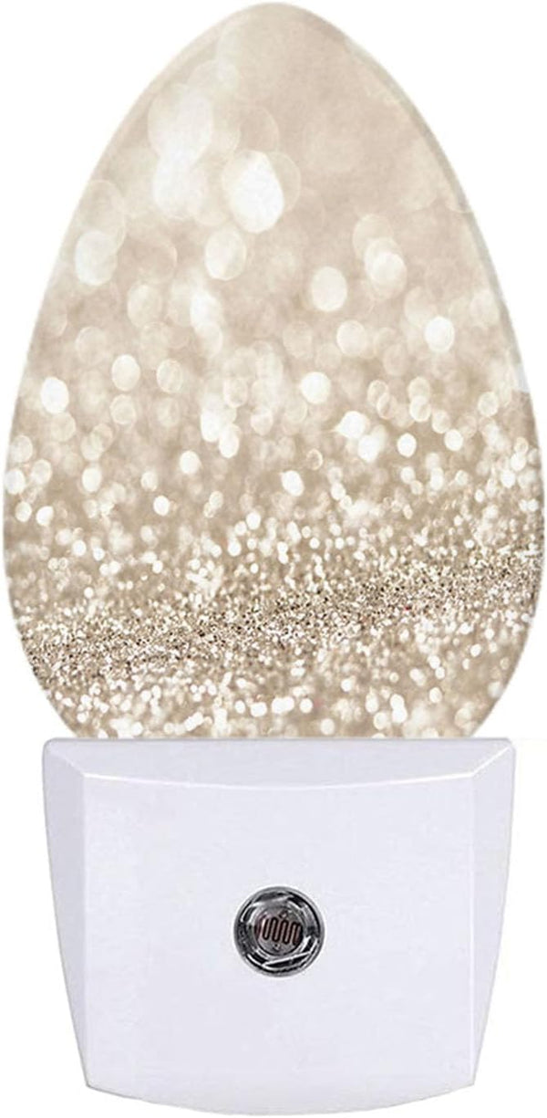 Uanvaha Boho Gold Egg Night Light, Printed Bokeh Sparkle Design Plug into Wall