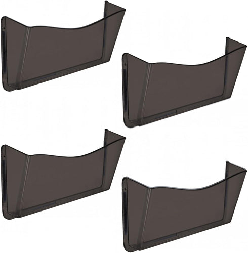 Azar Displays 250045-SMK Plastic Wall Mount File Holder with Magnets, Smoke Colored, 4-Pack