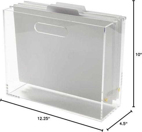 RUSSELL+HAZEL Acrylic File Box Slim, Clear, 4.5” x 12.25” x 10”