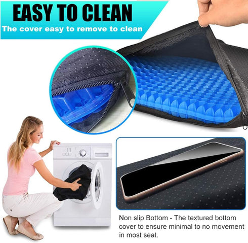 Helishy 1.65inch Tailbone Gel Seat Cushion for Long Sitting - Double Thick Cooling Egg Cushion for Back, Hip, Sciatica