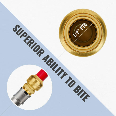 SUNGATOR Straight Connector Plumbing Fitting, Male Adapter 1/2 Inch by 1/2 Inch Push Fit PEX Fittings (2-Pack)