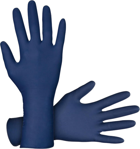 Thickster Powdered Latex Disposable Gloves, Size X-Large, Blue, 50 Pack, 14 mil Thickness, Fully Textured Grip
