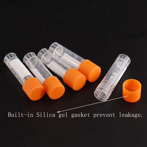 81PCS 2ml Cryo Tubes, Plastic Sample Vials with Screw Caps, Free from DNase, RNase, and Human DNA