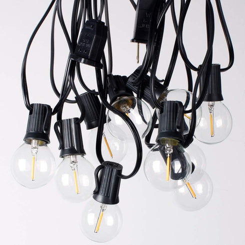 48ft 23+2 Bulbs, Dimmable 1W 60LM 2200K Outdoor String Lights with Spare Shatterproof Waterproof, LED Warm Glow