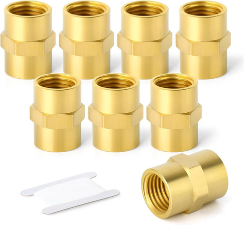GASHER 2PCS Brass Pipe Fitting Reducer Adapter, 3/8-Inch Female Pipe x 3/8-Inch Female Pipe
