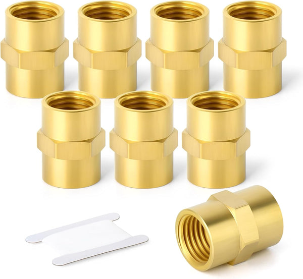 GASHER 2PCS Brass Pipe Fitting Reducer Adapter, 3/8-Inch Female Pipe x 3/8-Inch Female Pipe