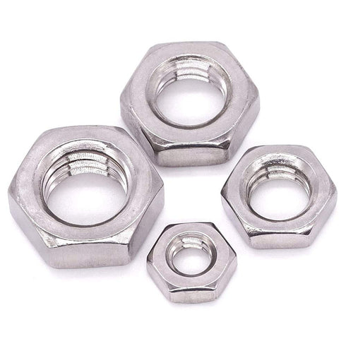 EASTLO 1/4-20 304 18-8, 50 UNC Stainless Steel Thin Hex Nuts Hexagon Jam Nuts, Stainless Steel Full Thread, Coarse