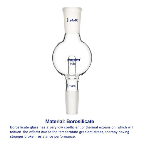 Borosilicate Glass Rotary Evaporator Bump Trap, 100 ml with 24/40 Standard Outer Upper Joint