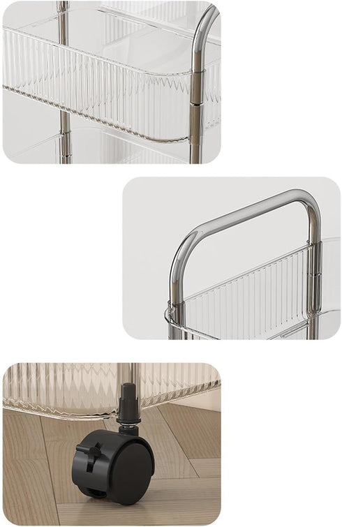 Dtipbah Clear Rolling Beauty Storage Cabinet Multi Shelves Rolling Cart Organizers for Skincare Cosmetics Collection