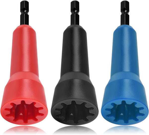 Wire Twister Tool, 3 Pack Twist Wire Connector Socket with 1/4" Chuck, Wire Nut Twister for Electricians (Black, Red,