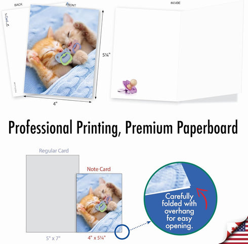 The Best Card Company 20 Cat Greeting Cards (4 x 5.12 Inch) - Assorted Designs (10 Designs, 2 Each) - Cat Pacifiers