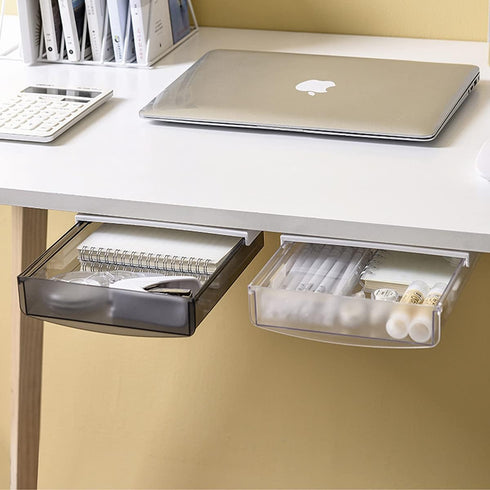 Davidsons Collection Under Desk Drawer, 2 Packs Hidden Organizer Slide Out Large Storage Pencil Tray for Office Home