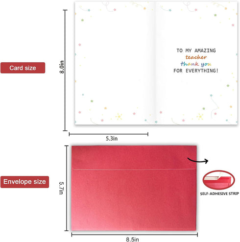 Bablira Thank You Card for Teacher, Cute Teacher Appreciation Gifts from Students, Gift for End of Term, Graduation