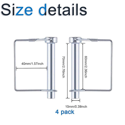 INCREWAY M10 Trailer Coupler Pin, 4pcs Heavy Duty Carbon Steel Safety Coupler Pin, 70MM Long