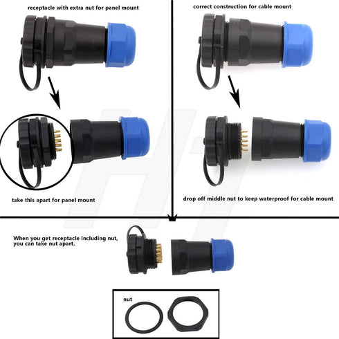 HangTon HE29 9 Pin Power Connector, Waterproof IP68 Circular Male Female Wire Cable Plug for Industrial Use