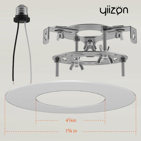 5 6 inch E26 Recessed to Pendant Light Converter Kit and Can Light Conversion, Includes Socket, Mounting Bracket, Round