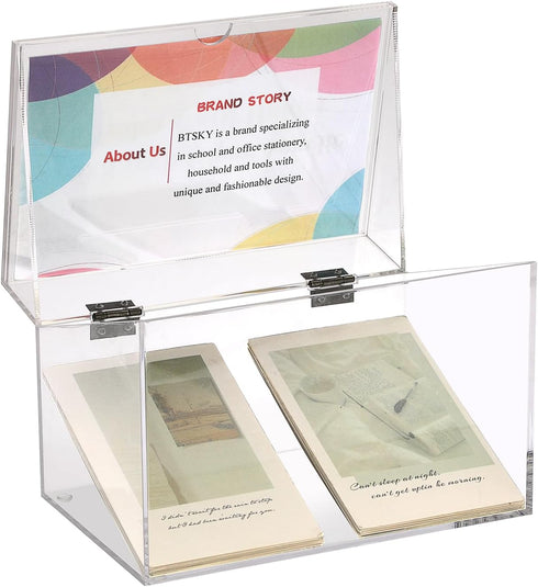 BTSKY Clear Acrylic 5 x 8 inch Index Card Box with Sign