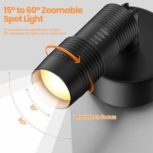 5W Dimmable 5.9FT 2 Pack Zoomable LED Spot Lights Indoor Uplighting with Remote & Timer, Up Lights Indoor Plant
