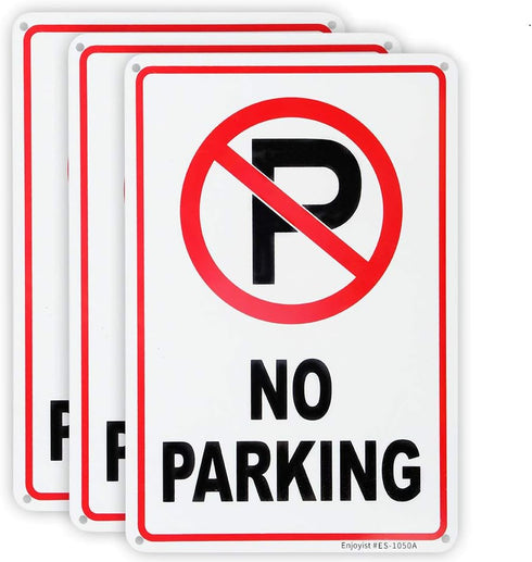 3 Pack No Parking Sign, 10"x 7", .04" Aluminum, Rust Free, UV Protected, Weatherproof