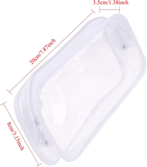 XGOOD 8 Pieces Clear Pencil Case - PVC Makeup Pouch, Zippered Toiletry Carry Pouch, Big Capacity Bags (White)